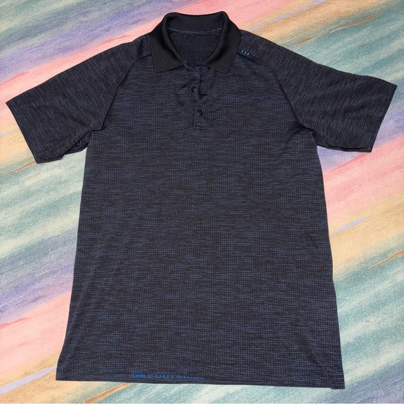 Men’s Lululemon Metal Vent Tech Blue black Golf Polo Size Medium Athletic - Picture 1 of 6